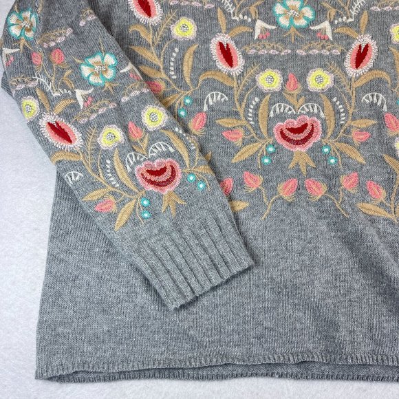 ANTHROPOLOGIE DEAR JOHN Womens Gray Floral Angora Rabbit Hair Sweater Boho - Picture 5 of 10